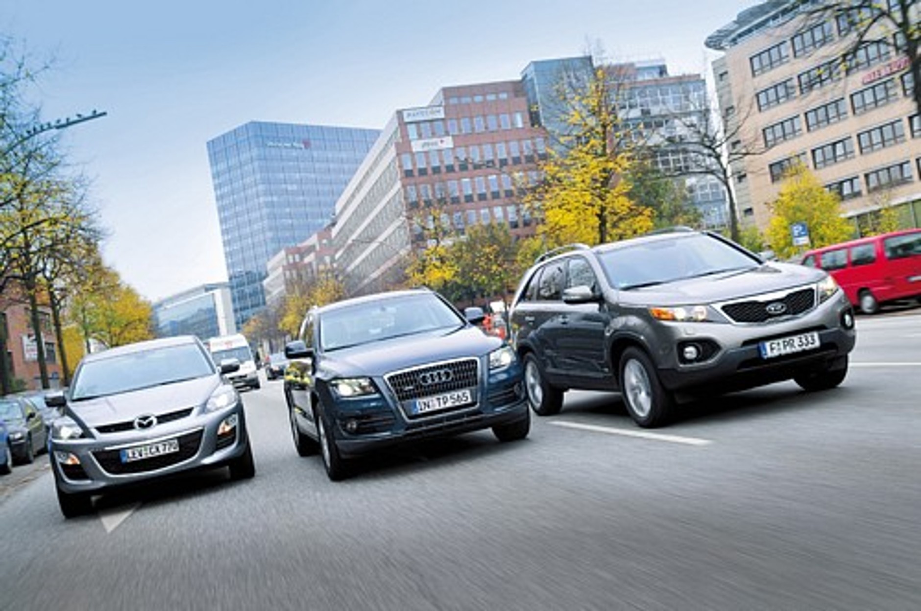 SUV-y  na wyższym poziomie: Mazda CX7 kontra Audi Q5 i Kia Sorento