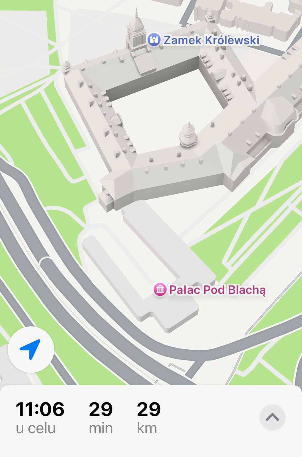 Nawigacja Apple Maps (fragment zrzutu ekranowego)
