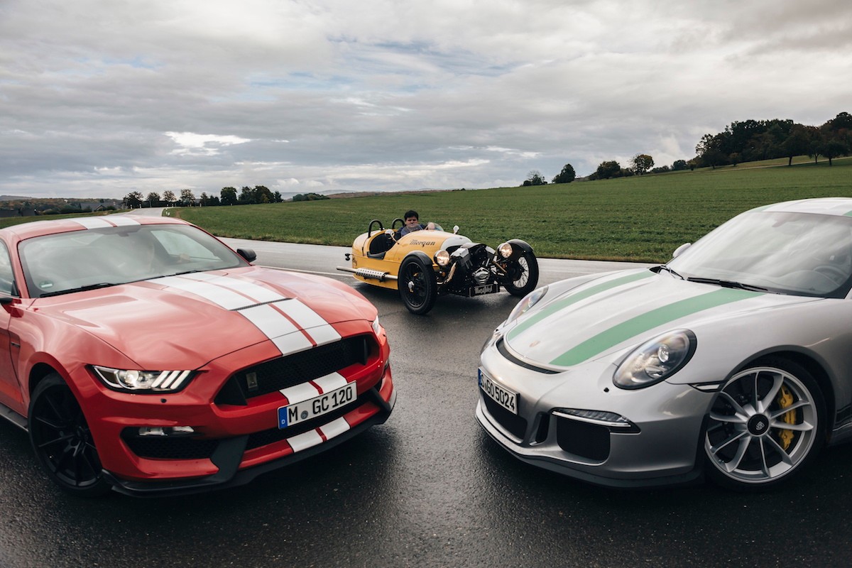Porsche 911 R, Morgan 3 Wheeler i Ford Mustang Shelby GT350