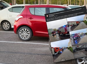 Staranował 10 aut na parkingu. Na miejscu pojawili się mieszkańcy [ZDJĘCIA]