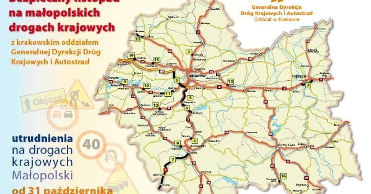 Mapa utrudnień w Małopolsce