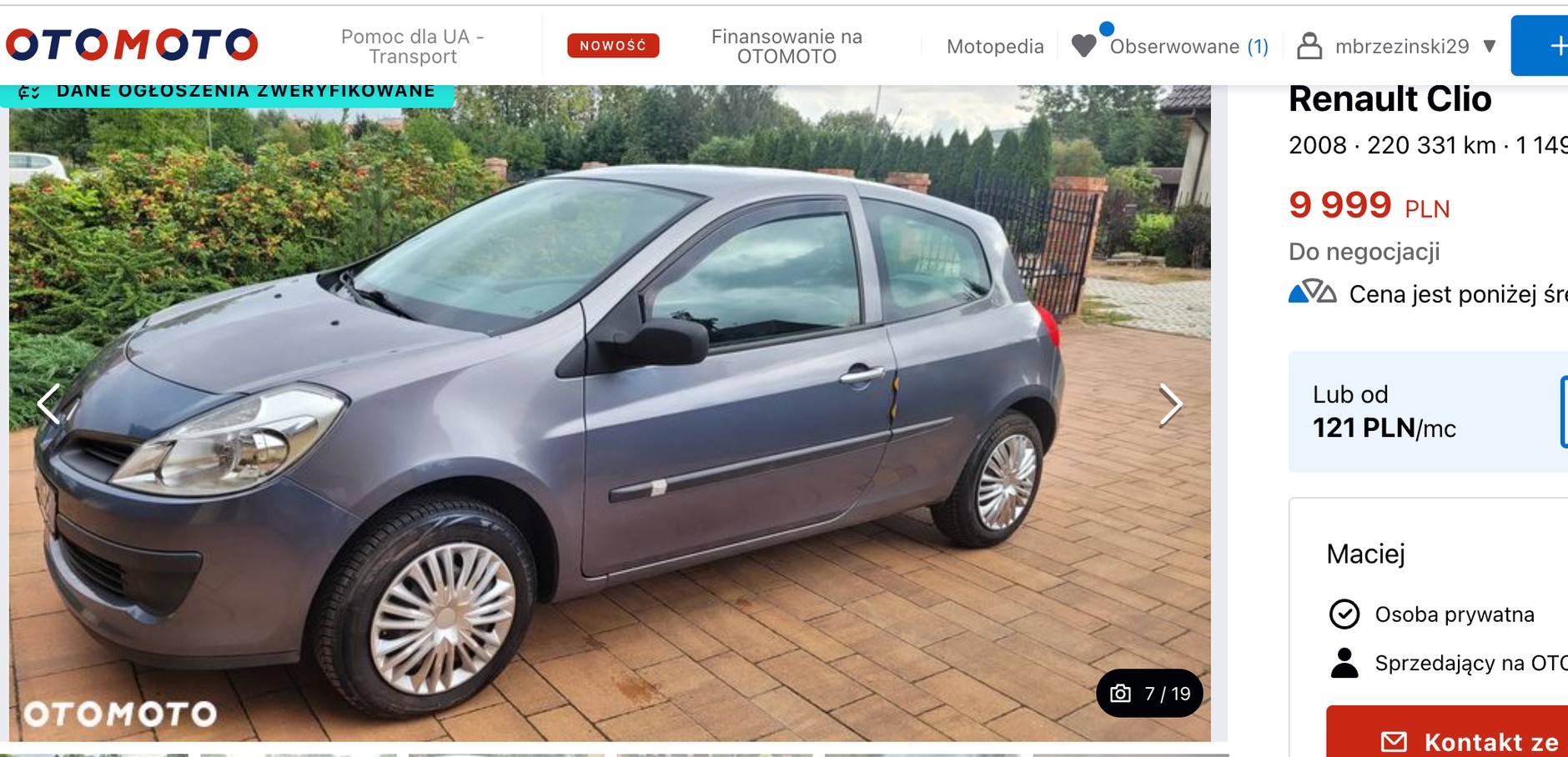 Renault Clio z ogłoszenia