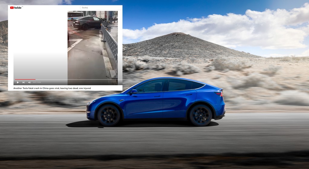 Tesla Model Y wypadek w Chinach