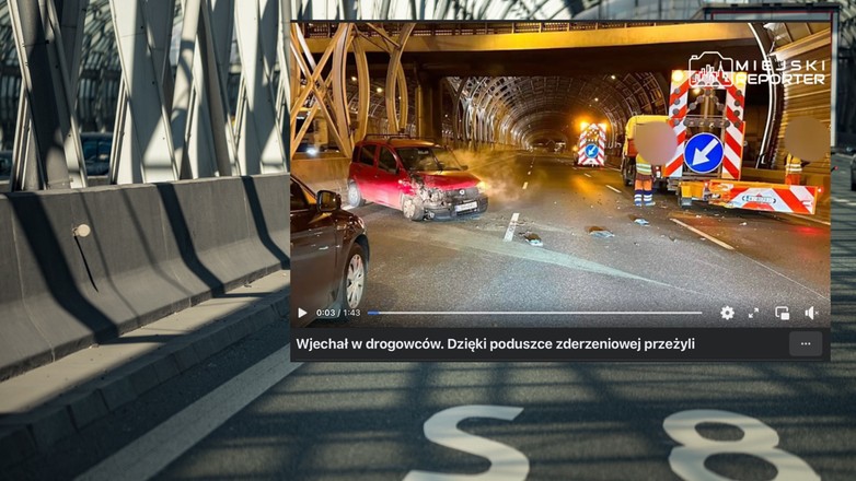 W wypadku na drodze S8 życie drogowcom uratowała poduszka zderzeniowa