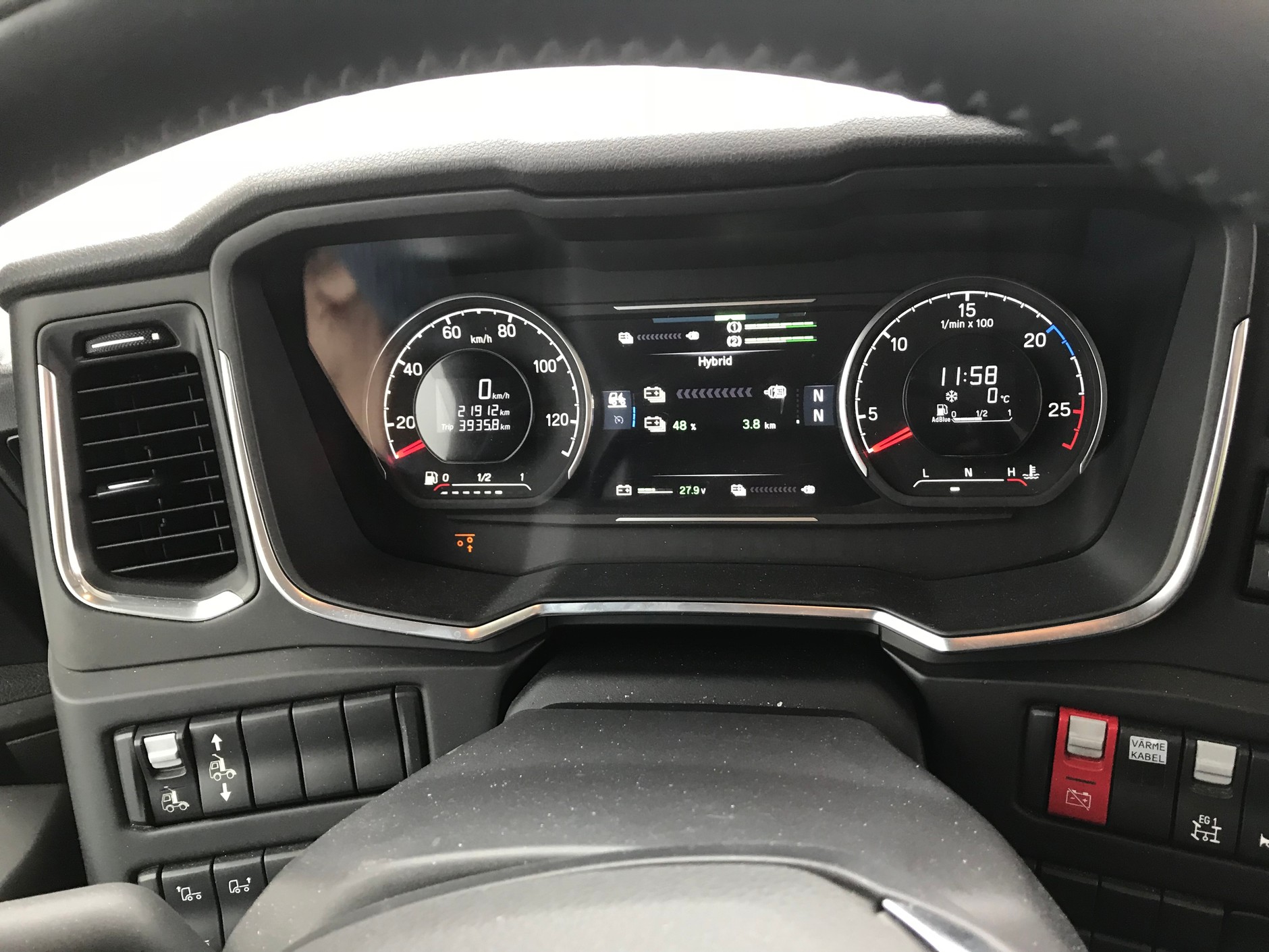 Hybrydowa Scania R450 na drodze E16 w Szwecji