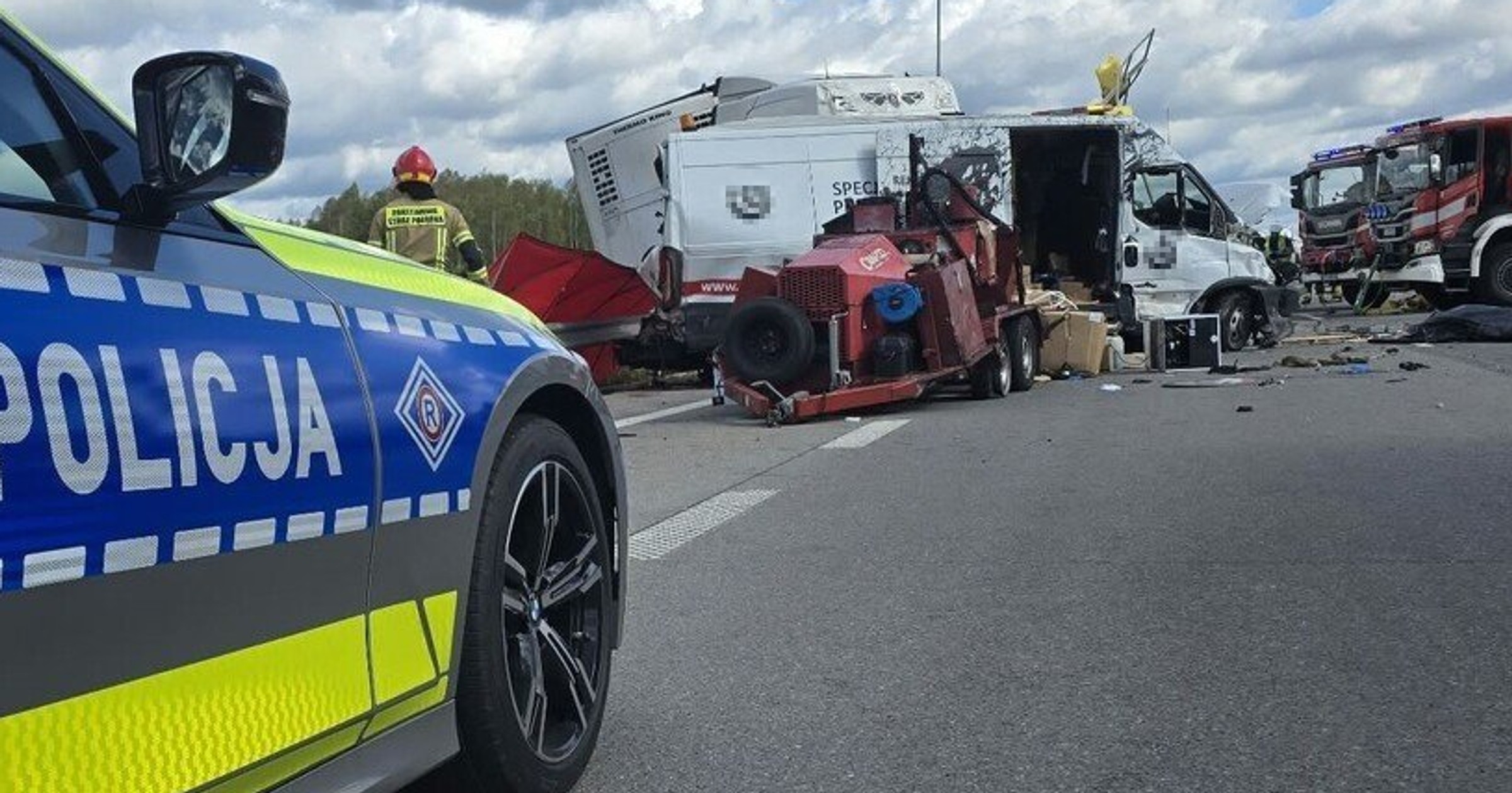 Wypadek na A1 w Mykanowie