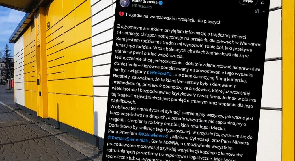 Rafał Brzoska zareagował na sugestie, że sprawcą tragicznego wypadku w Warszawie był kierowca InPostu