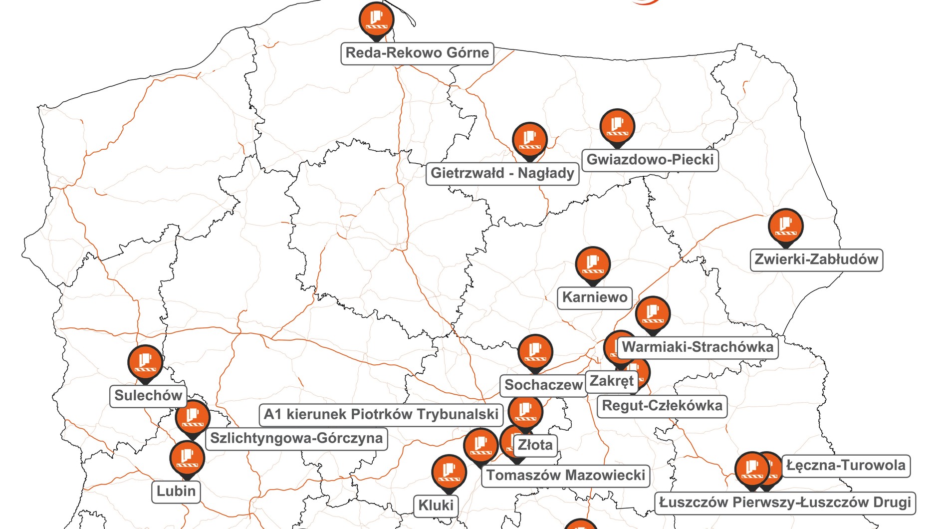 Mapa odcinkowych pomiarów prędkości