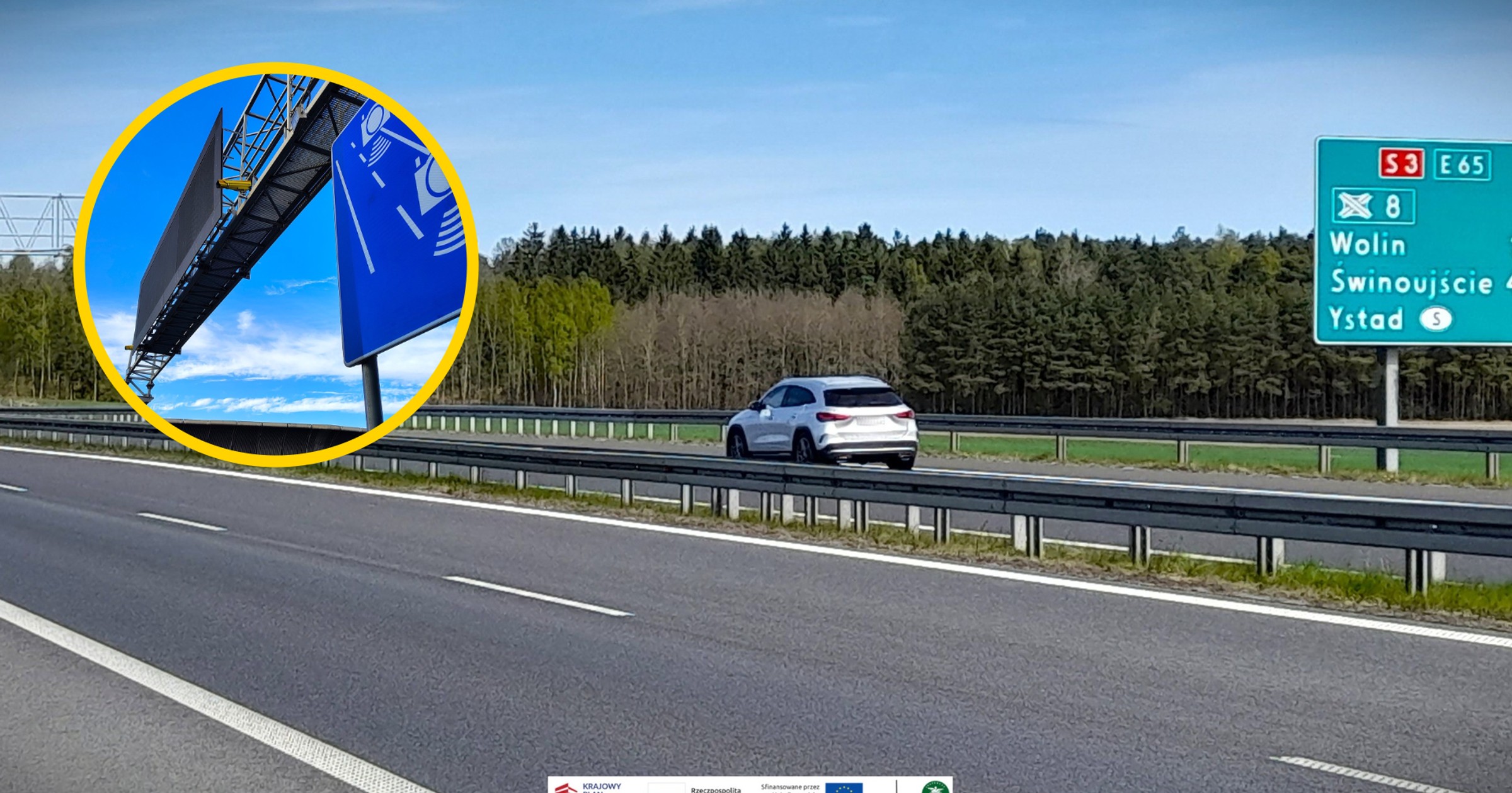 Odcinkowy pomiar prędkości Kamery wiszą na S3