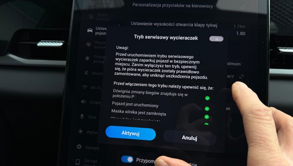 Tryb serwisowy wycieraczek