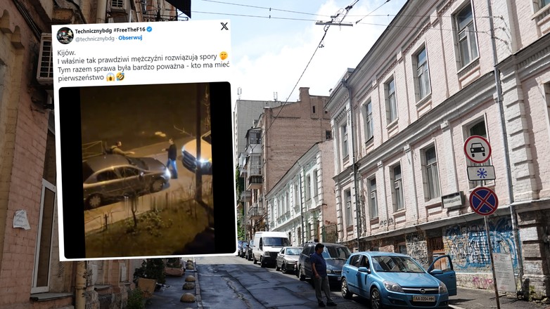 Kierowcy spotkali się w wąskiej uliczce. Tak to rozwiązali (fot. screen: twitter.com/@technicznybdg)