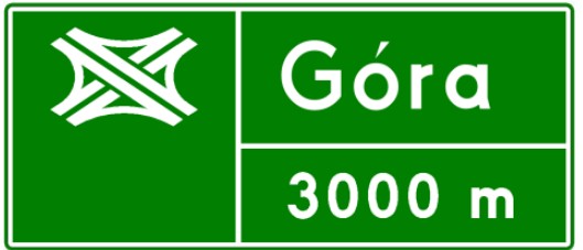 Znak E-20 na drodze innej niż autostrada i droga ekspresowa