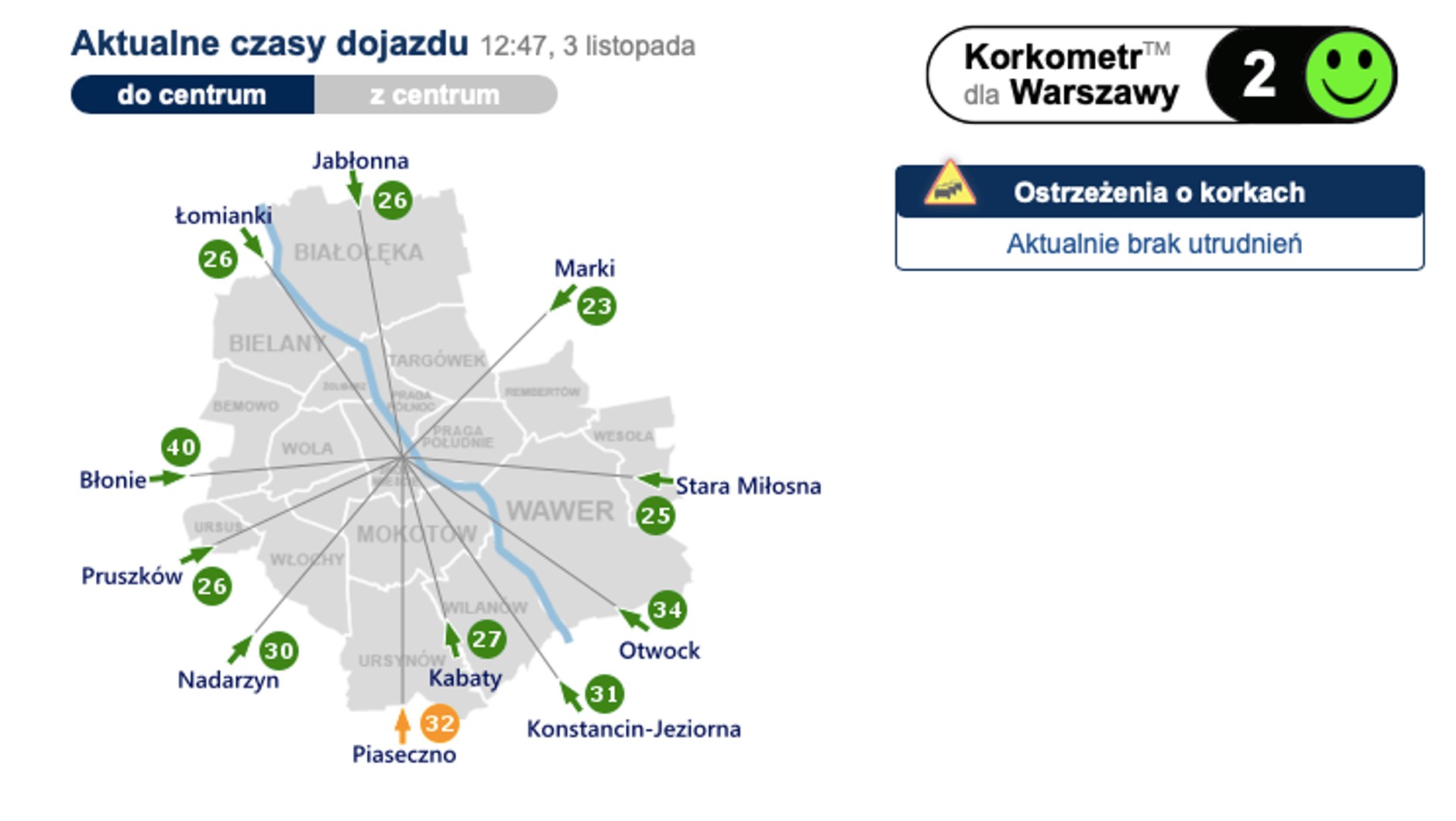 Korkometr dla Warszawy sobota 3 listopada 2018 roku