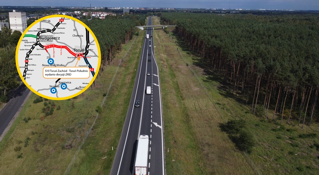 Droga S10 Toruń Zachód - Toruń Południe. Mapa