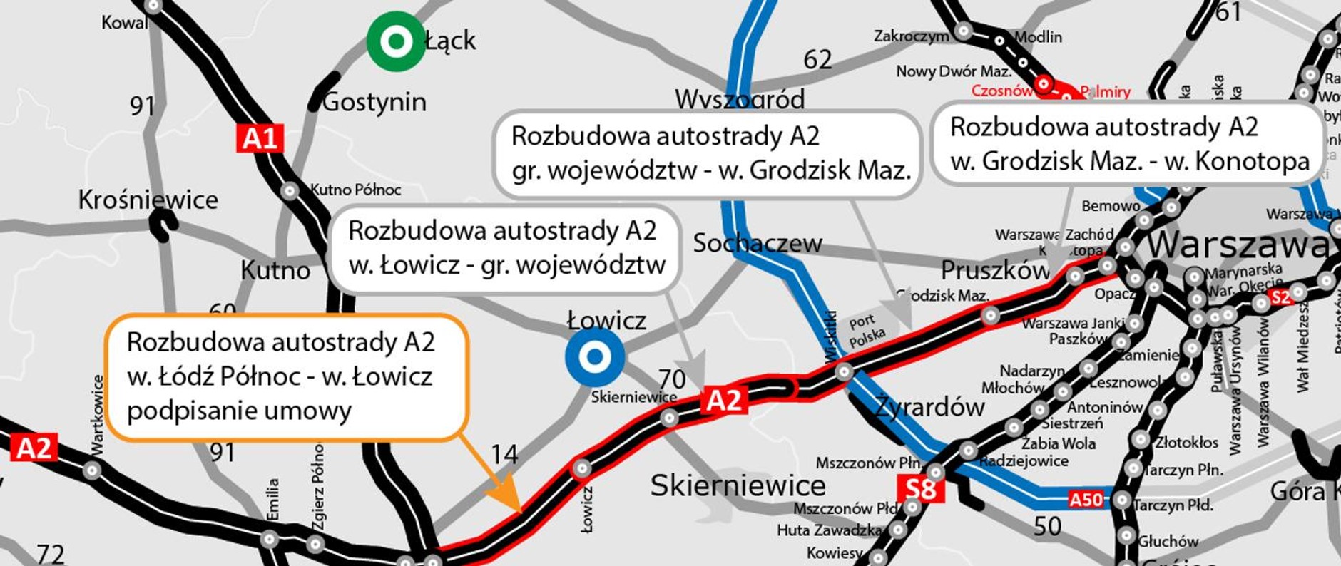 Plan rozbudowy autostrady A2 o dodatkowy pas ruchu