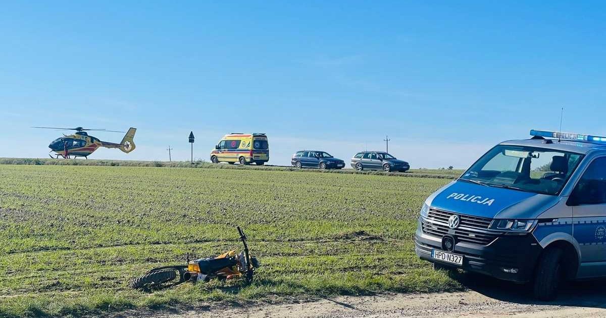  Wypadek w Olchowcu Kolonii. Dwaj młodzi motocykliści zderzyli się ze sobą