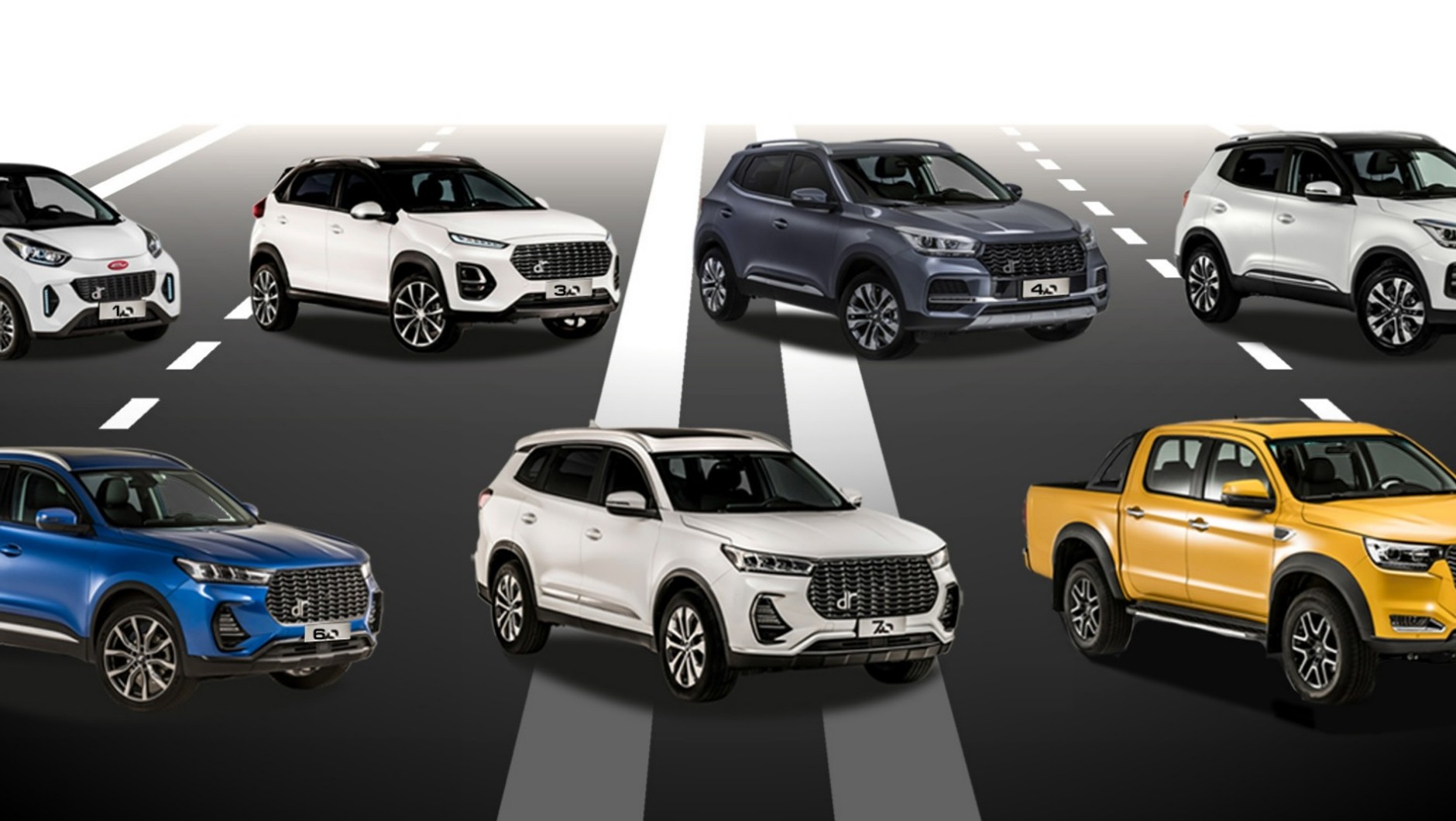 Zrzut ekranu z gamą modelową DR Automobiles