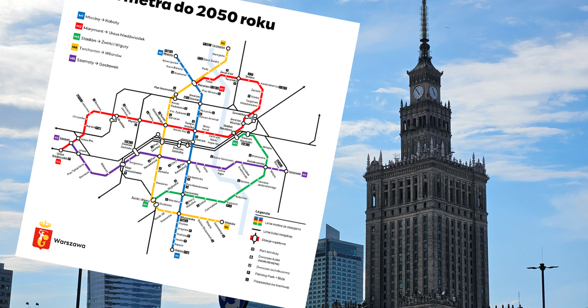 Pięć linii metra w Warszawie do 2025 r.