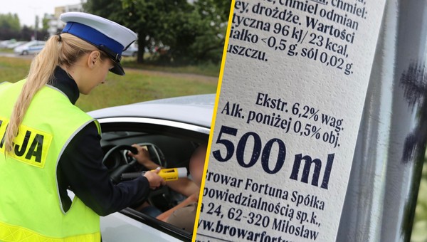 Kontrola trzeźwości. Czy kierowca może pić piwo bezalkoholowe "alk. do 0,5 proc."? Tak!