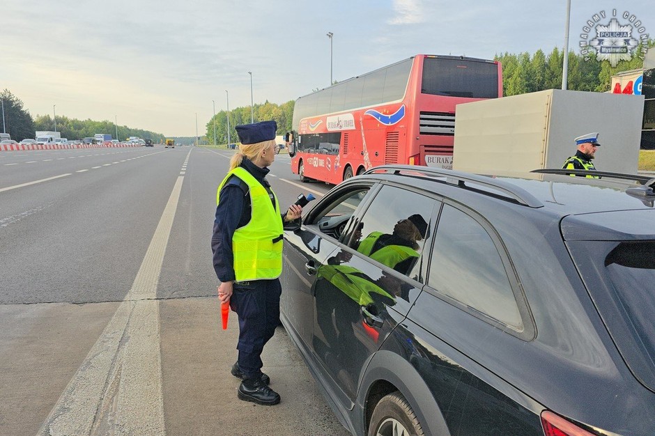 Kontrola trzeźwości na autostradzie A4