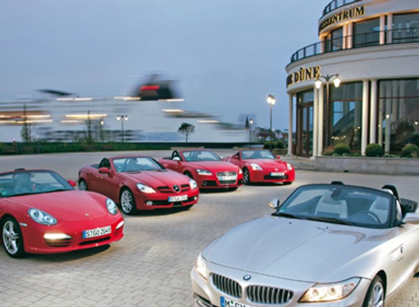 Kwintet na 1451 koni mechanicznych - BMW Z4 kontra Audi TTS, Mercedes SLK, Nissan 350Z i Porsche Boxster