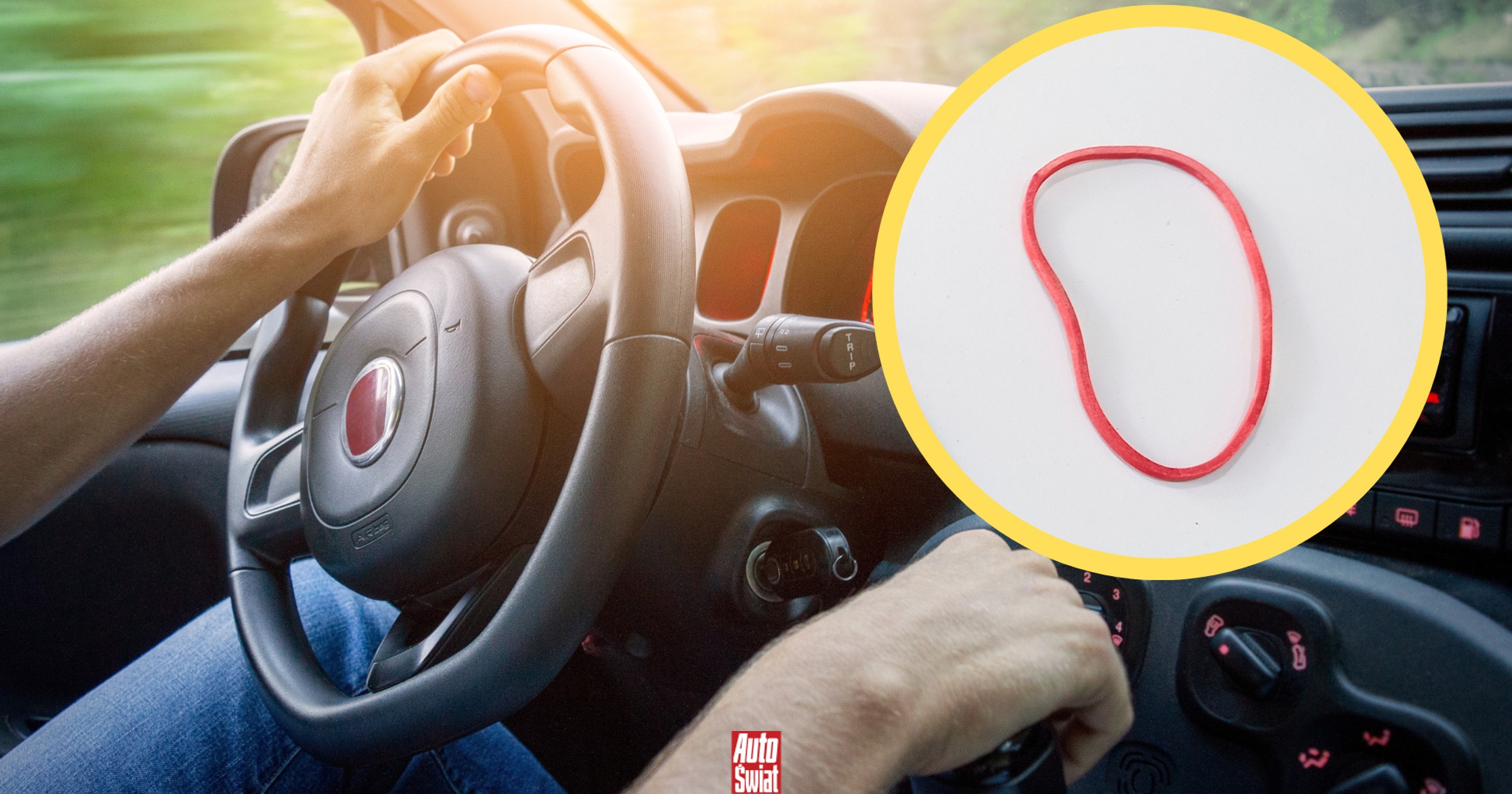 Użyj w aucie gumki recepturki. Kilka prostych ruchów i unikniesz srogiego mandatu