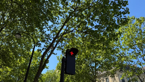 Sygnalizacja świetlna ze świecącym plusem we Francji