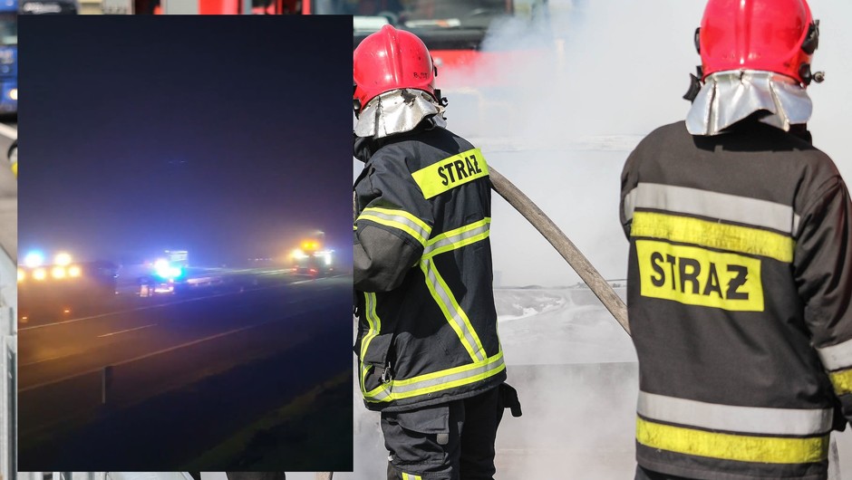 Straż pożarna i wypadek na A4