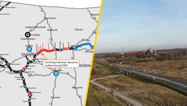 Droga S16 Olsztyn Wschód – Barczewo na mapie
