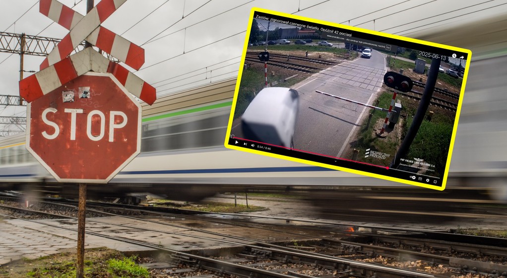 Kierowca na przejeździe kolejowym