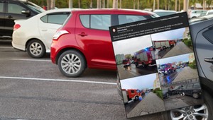 Staranował 10 aut na parkingu. Na miejscu pojawili się mieszkańcy [ZDJĘCIA]