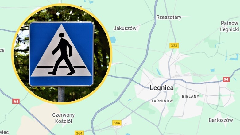 Mieszkaniec Legnicy, żeby otworzyć bramę na posesję, miał zatrzymywać auto na chodniku, przed przejściem dla pieszych. Dostał 24 punkty karne (screen: Google Maps)