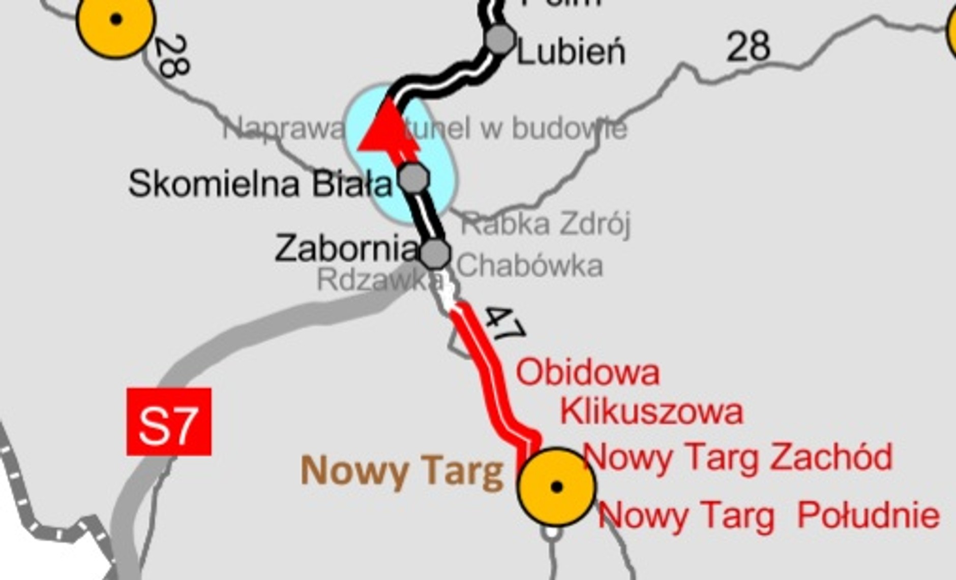 S7 Nowy Targ - Lubień