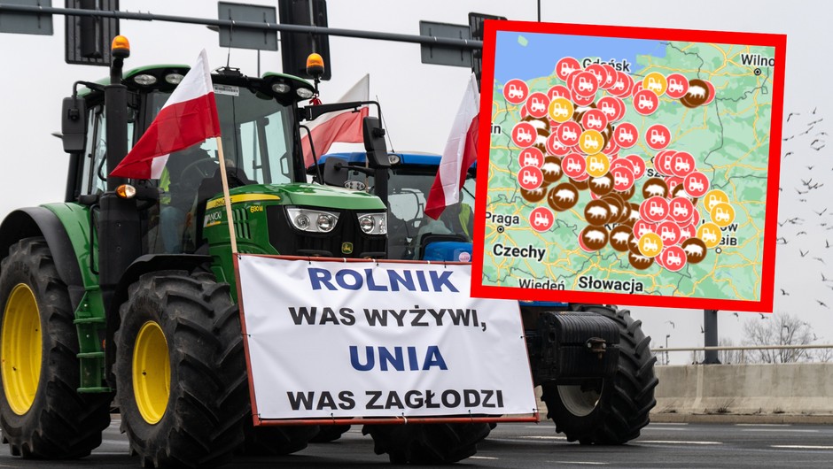 Protest rolników 20 lutego. Gdzie odbędą się blokady? (screenshot/Mapy Google/Instytut Gospodarki Rolnej)