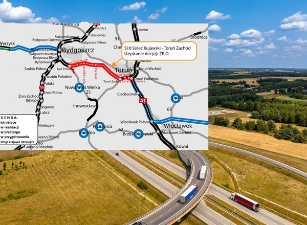 Zielone światło dla najdłuższego odcinka S10 Toruń - Bydgoszcz. GDDKiA mówi o 2027 r.