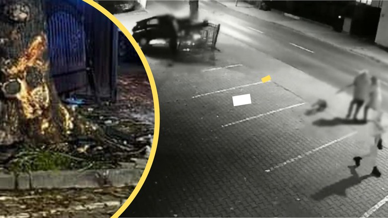 Z impetem zjechał z drogi. Pieszych uratowało potężne drzewo