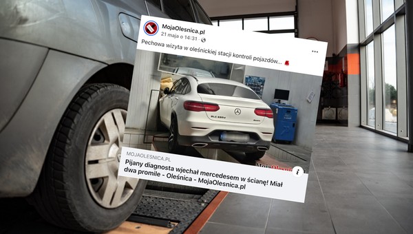 Diagnosta rozbił mercedesa w Oleśnicy. Wjechał nim w ścianę