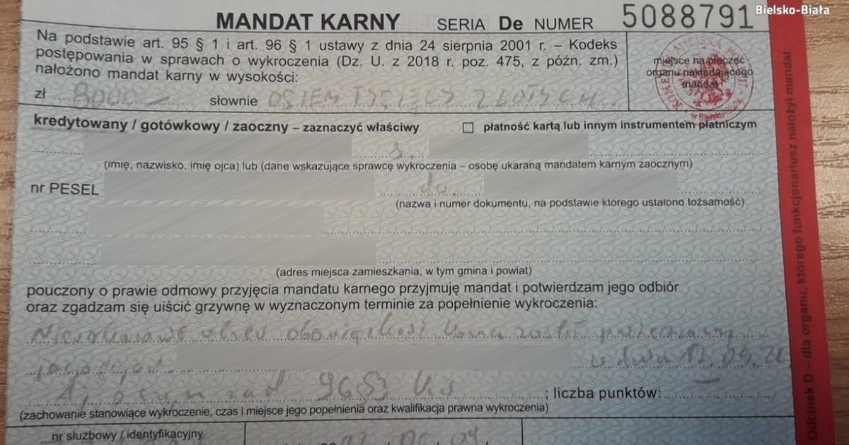 Mandat 8 tys. zł