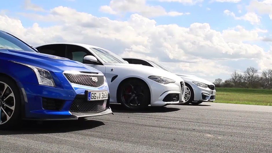Drag Race: BMW M4 vs Alfa Romeo Giulia Q vs Cadillac ATS-V