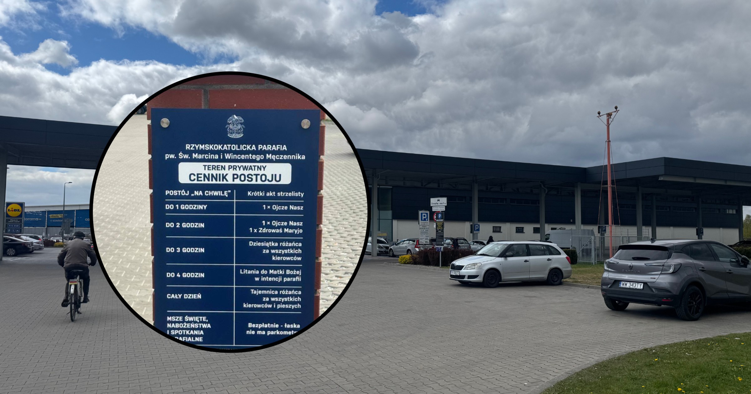 Kościół w Skórzewie wprowadził "cennik" za parkowanie pod świątynią