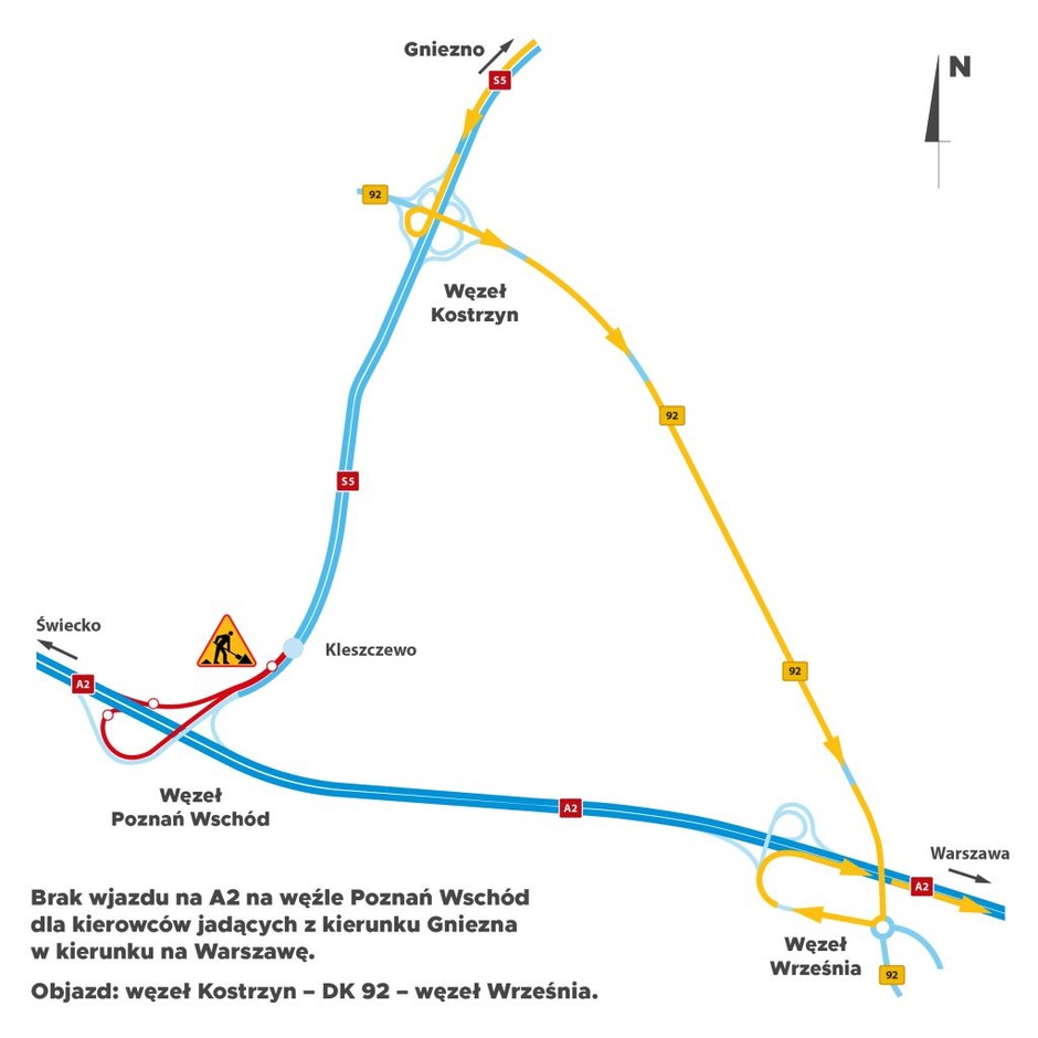 Utrudnienia na trasie A2 i S5. Mapa objazdów