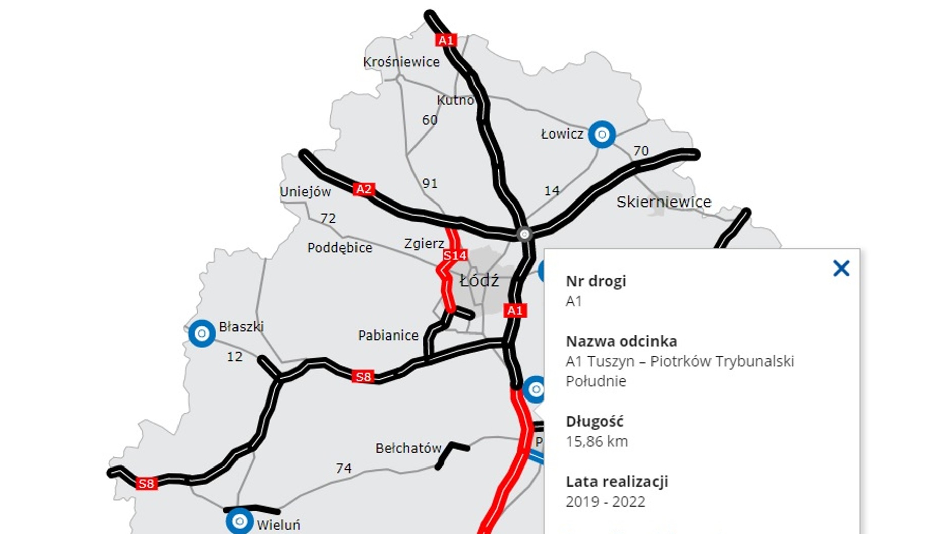 A1 Tuszyn - Piotrków Trybunalski