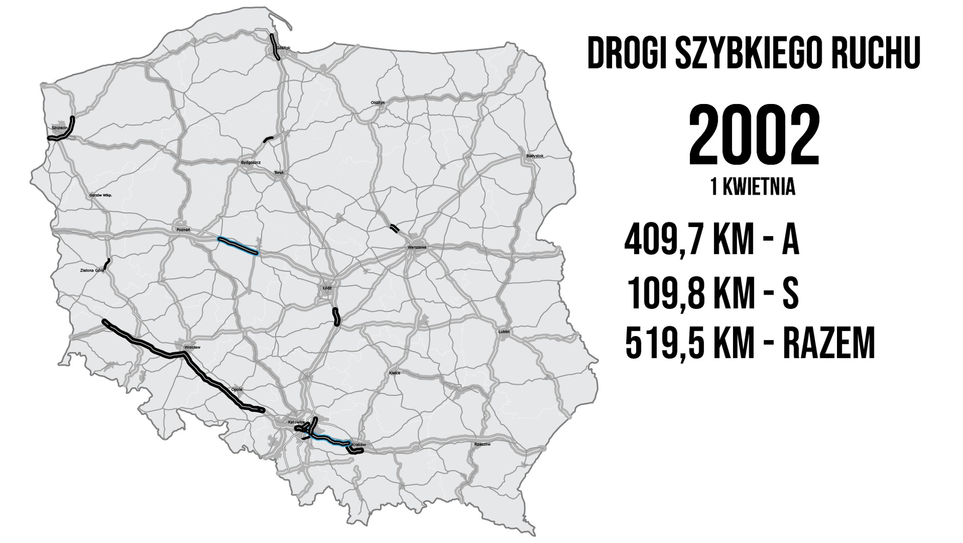Drogi szybkiego ruchu — stan na 1 kwietnia 2002