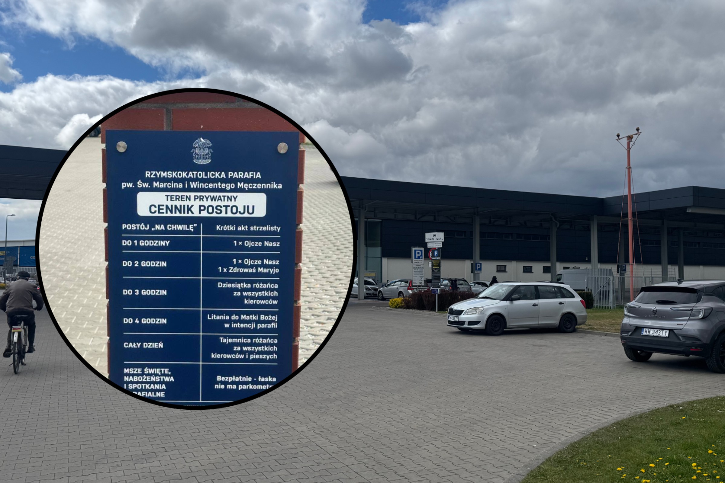 Opłata za postój pod kościołem. Nigdzie indziej nie znajdziemy takiego cennika