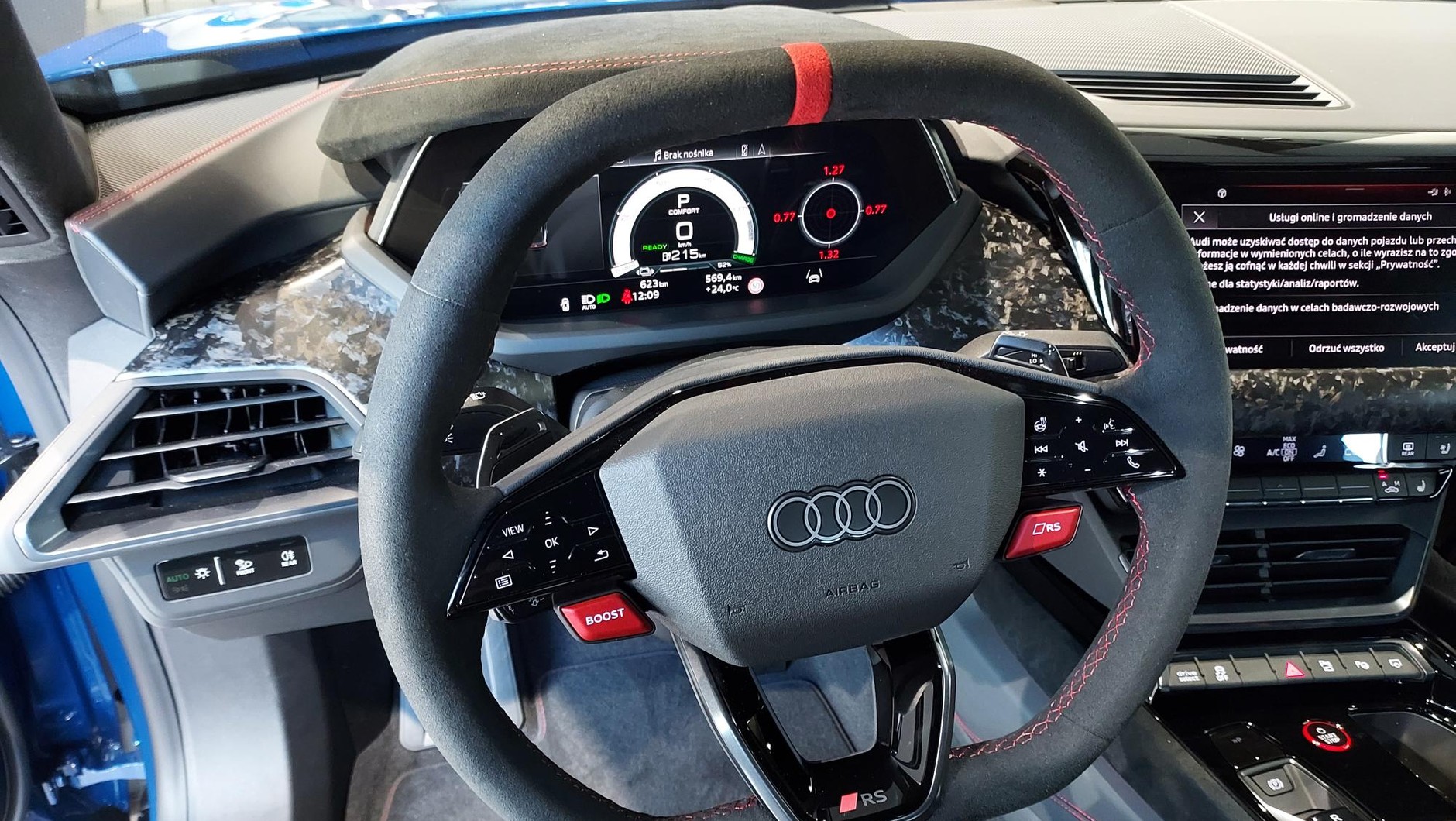 Nowe Audi e-tron GT. Kokpit topowej wersji RS Performance