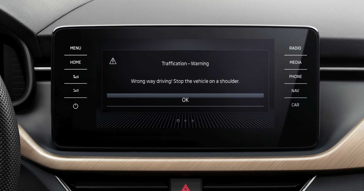 Ostrzeżenie o jeździe pod prąd - Skoda Scala