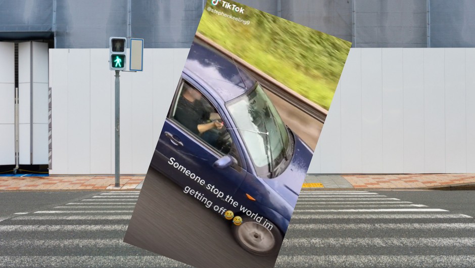 Ryzykowna jazda w deszczu. Kierowca ręcznie obsługiwał wycieraczki (fot. TikTok/stephenkeeling9)