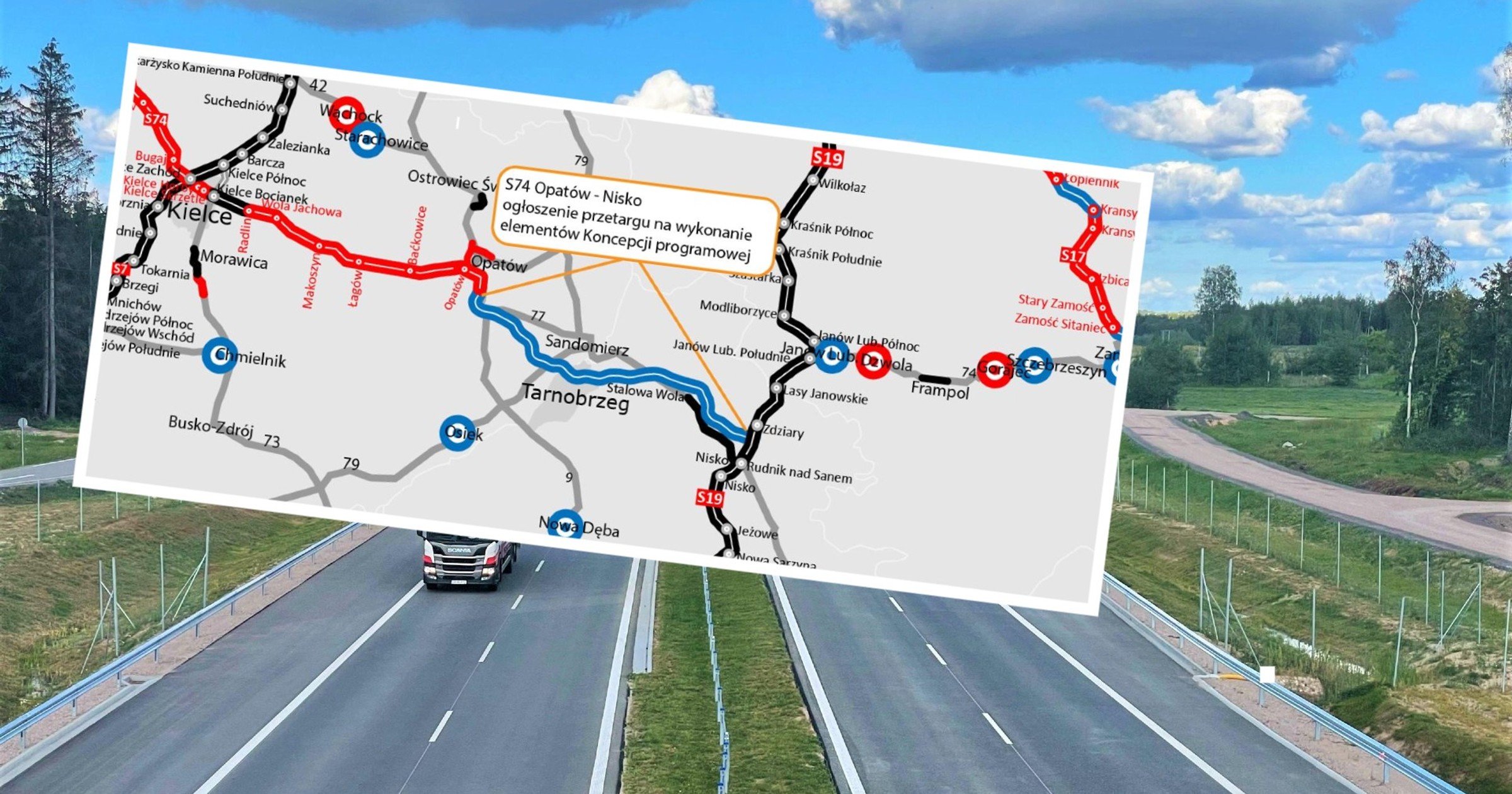 Droga S74 Opatów - Nisko na mapie