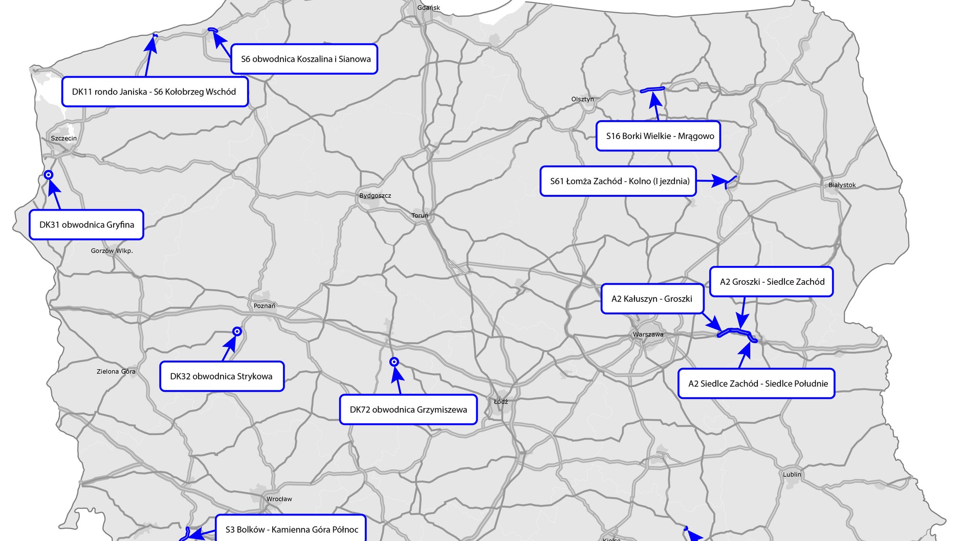Nowe drogi w Polsce 2024 r.