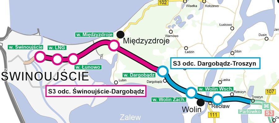 Mapa S3 Świnoujście-Troszyn